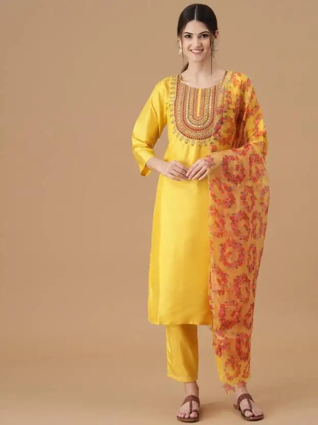 

Women Ethnic Kurti Pant Set Indian Salwar Kmaeez Kurta Set