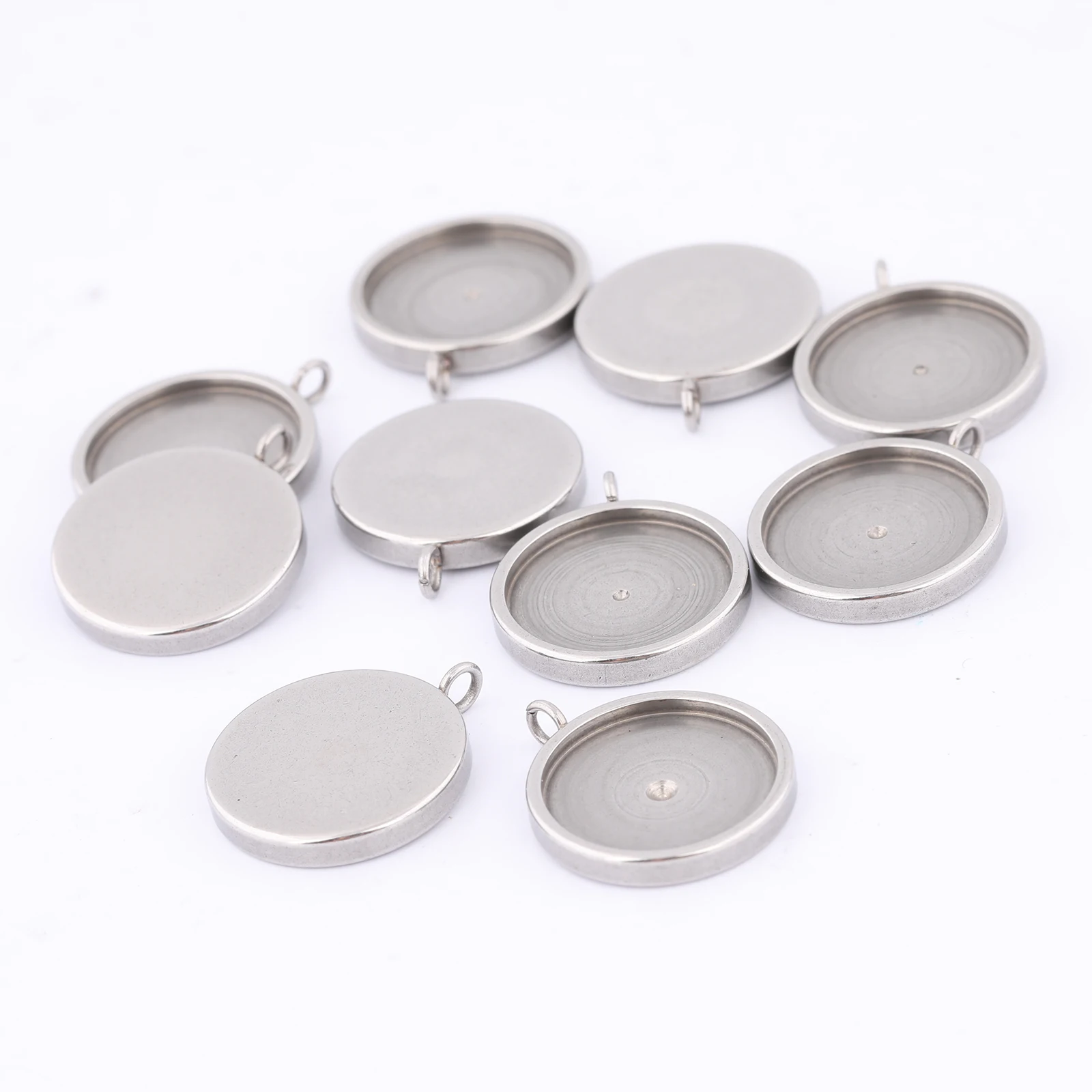 20 sztuk ze stali nierdzewnej Fit 12mm Cabochon podstawa ustawienie tace Diy Bezel Charm wisiorek półfabrykaty na materiały do wyrobu biżuterii