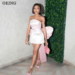 OEING Baby Pink Mini Celebrity Party Dress Sexy senza spalline Prom Dress Night Club Summer Beach abiti formali con un fiocco