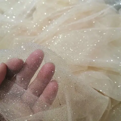 New 45cmX150cm Mesh Sparkle Fabric Soft DIY Sewing Sparkle Tulle Fabric Glitter Sequin Solid Color Decoration Material