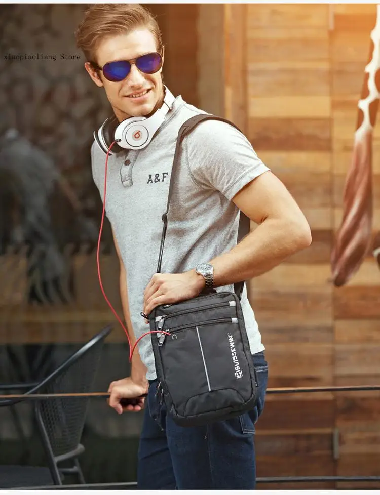 Men\'s Black Casual Shoulder Crossbody Handbag