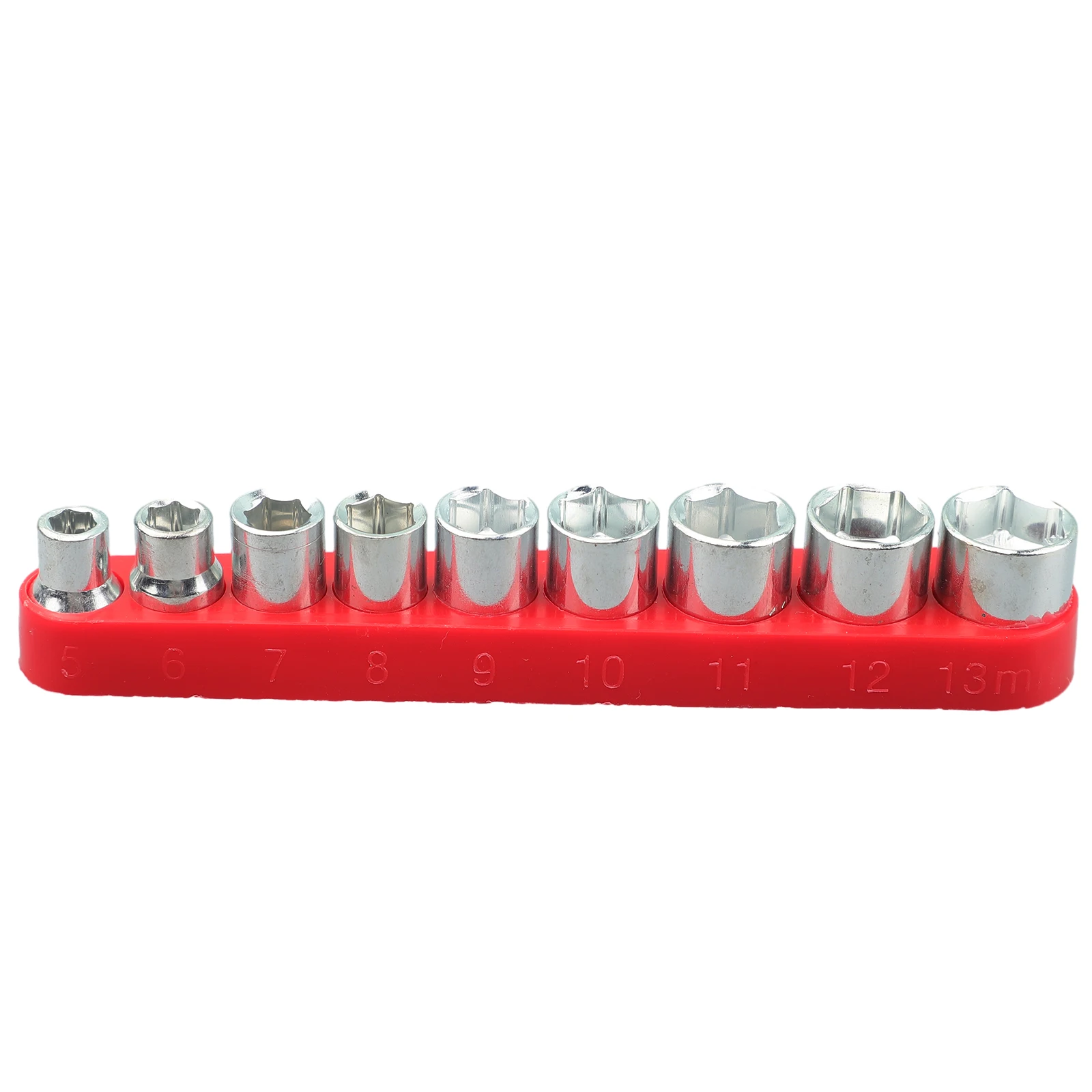 9pcs 5-13mm Hex Socket Wrench Head For 1/4 inch 6.35mm Drive Metric 6 Point Hexagon Sockets Set Nut Driver with Rubber Holder