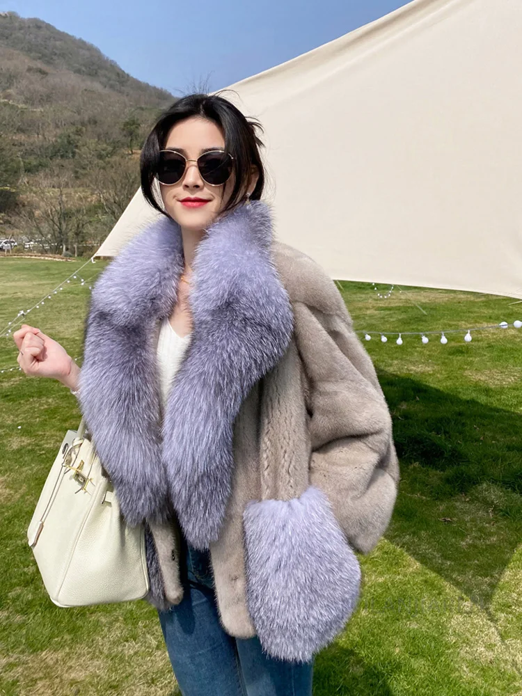 

HDHOHR 2024 New Real Mink Fur Coats Women Fashion High Quality Whole Mink Fur Coat Winter Thick Warm Real Mink fur Jackets Femal