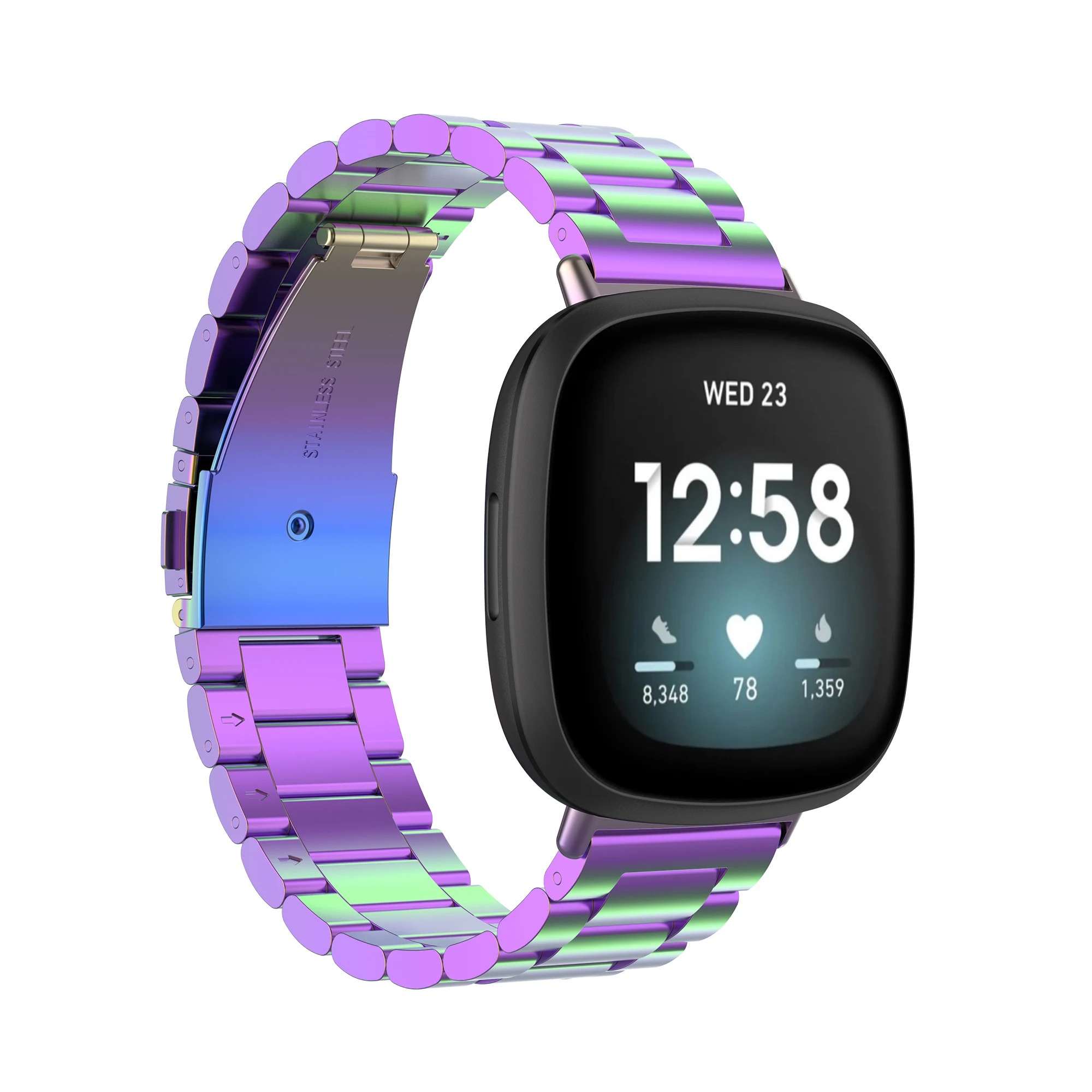 FIFATAสแตนเลสนาฬิกาโลหะสำหรับFitbit Versa 3/Fitbit Senseสมาร์ทนาฬิกาเปลี่ยนสายรัดข้อมือสำหรับFitbit