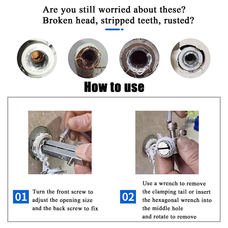 RMWIN-Broken Faucet Removal Tool Stripping Screw Extractor Set Function Handle Broken Screw Removal Tool Bolt Extractor Kit