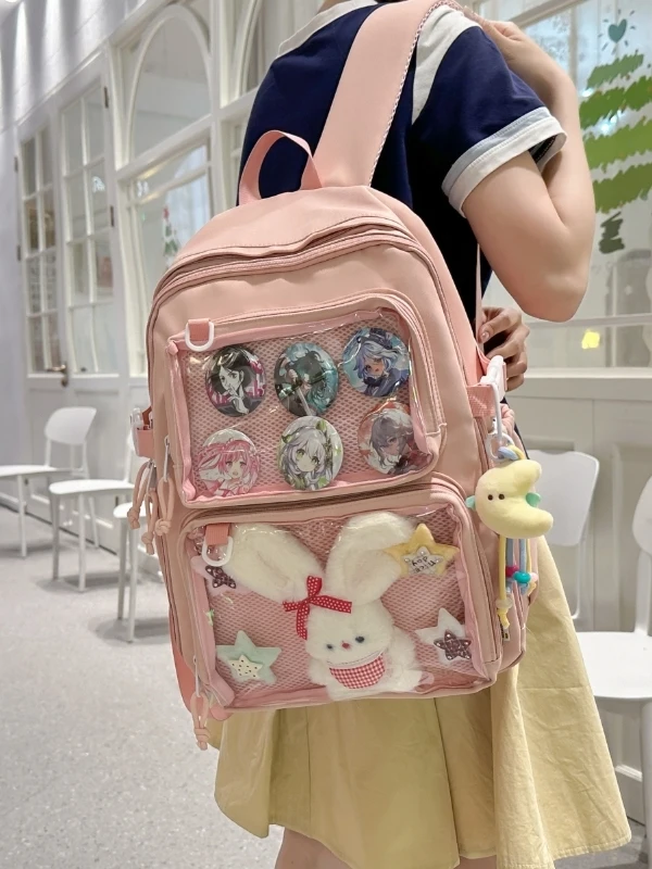 Japanische Sle Large Capaci Bapa Casual Simple Leisure Doppelte Schultertasche für Mädchen Schule Reisen Leicht Wasserdicht