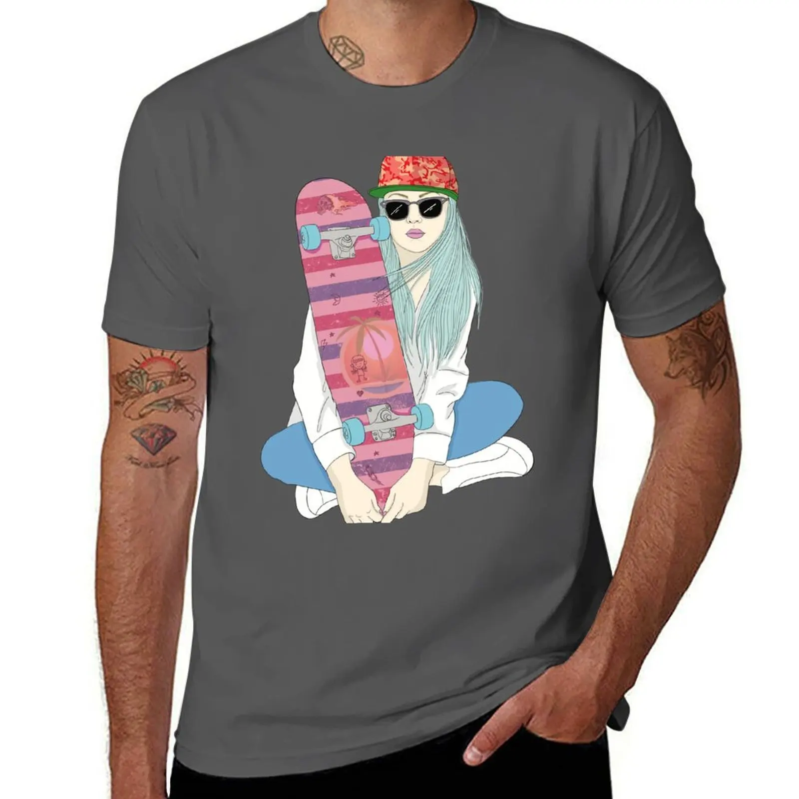 

Kickflip Skateboard Skateboarding SK8 Skate Girl A Do Skatergirl T-Shirt Work Style Casual T-Shirt