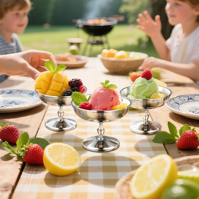 

Оптовая продажа, чашка для мороженого из нержавеющей стали 304, сервировочная чаша для десерта, большая емкость, круглая чашка для йогурта, десертная миска