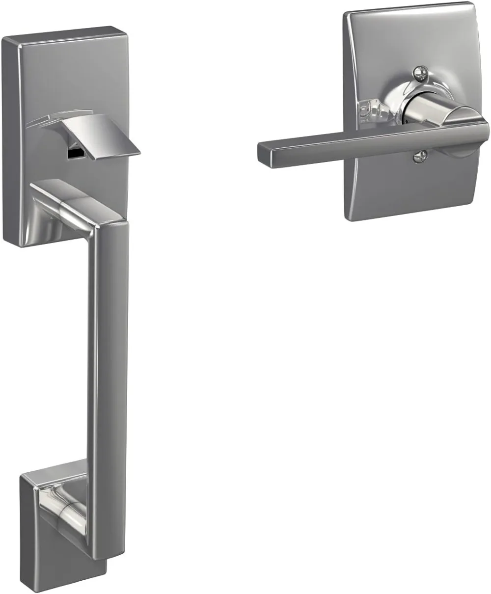 مجموعة مقبض باب الدخول الأمامي الممتاز مع رافعة Latitude، وقبضة سفلية باللون الأسود غير اللامع - سهلة التركيب وملاءمة عالمية