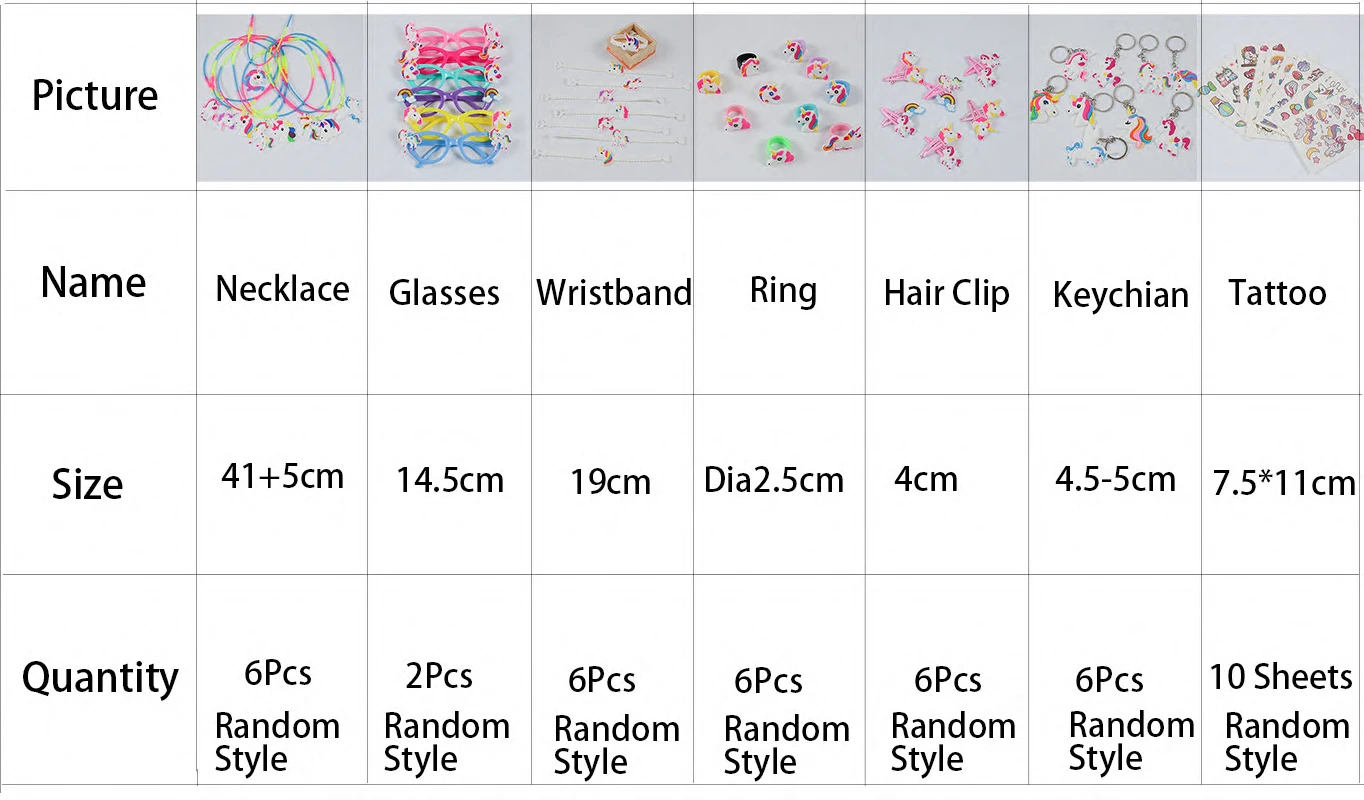 42Pcs Cute Unicorn Party Supplies Pinata Kids Birthday Party Favors Unicorn Necklace Bracelet Hairpin Keychain Baby Shower Gifts