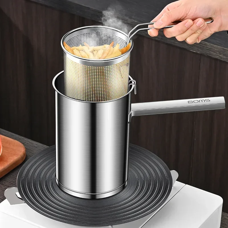 Stainless Steel Multifunction Pot With Lid Deep Fryer With Basket strainer French Fries Soup Noodle Induction Cooker Gas Kitchen