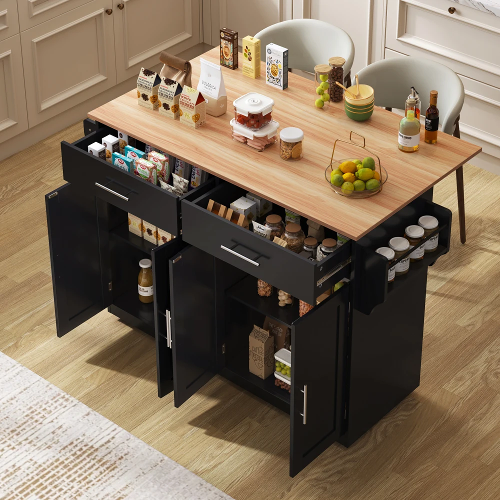 Chariot de service avec plateau rabattable, 120x46(70)x91 cm, avec roulettes et pieds en bois interchangeables, idéal pour la cuisine