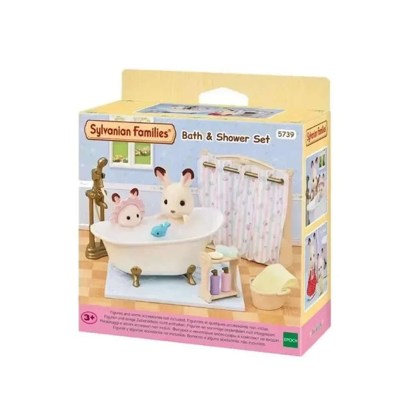 Famílias Sylvanian Originais Chaveiro, Roupas Sorpresa, Móveis, Chihuahua, Figuras, Acessórios Domésticos, Boneca Familiar, Brinquedo, Conjunto Banheiro