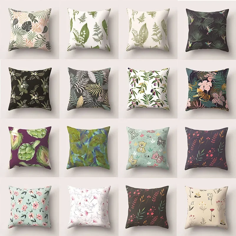 Floral Print Cushion Cover Single Side Decorative Throw Pillow  Home Decor