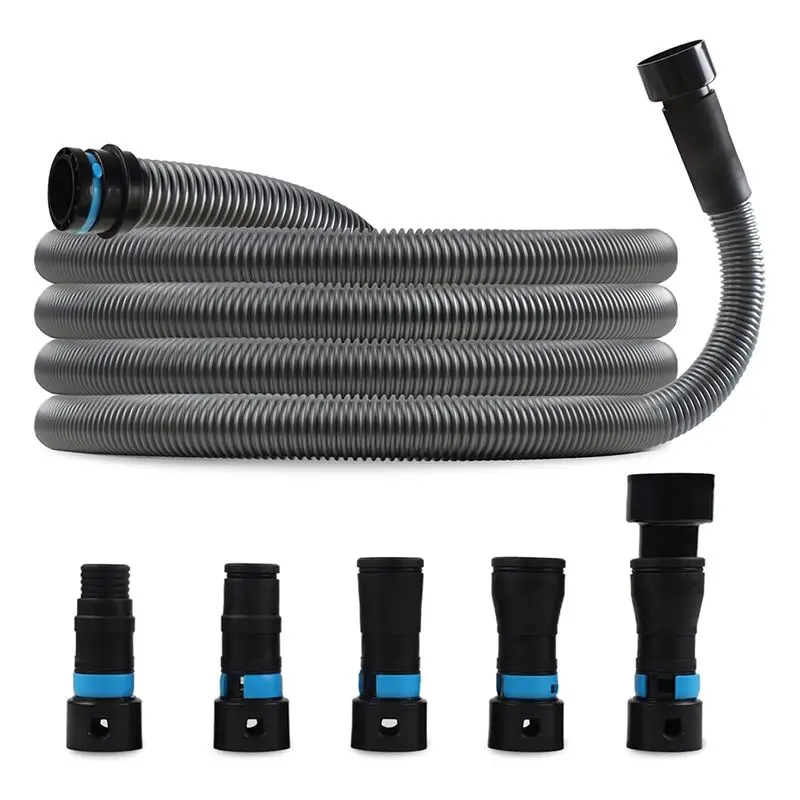 ABRW-1 1/4 Inch X 17 Ft. Dust Collection Extraction Hose With 5 Fittings/Adapters For Home Workshop Vacuums And For Power Tools
