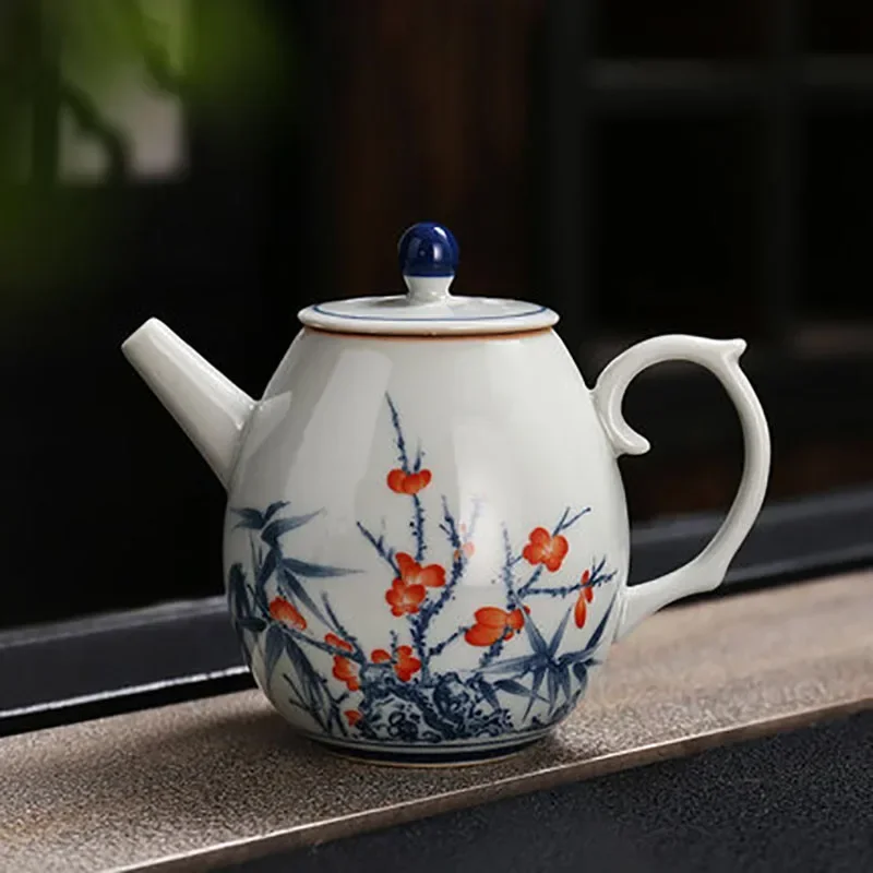 

Vintage Retro Ceramic Teapot, Hand Painted Flower, China Porcelain Tea Pot, Infuser Container, Tea Ceremony, Teaware Gifts