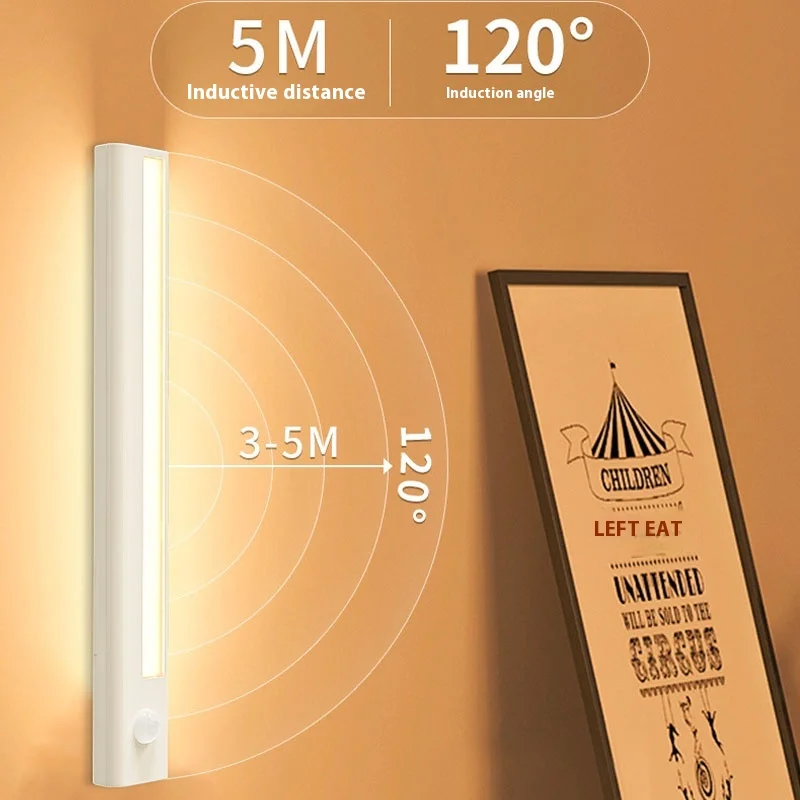 Intelligent Magnetic Induction Long LED Night Light Step Kitchen Bedside Wardrobe Bedside Decorative Light Fixtures (NO Battery)