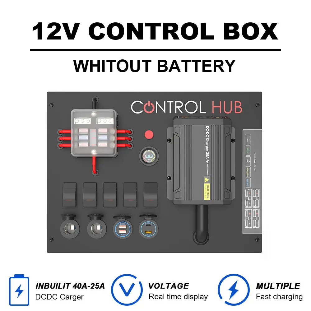 Customized 12 volt control box dcdc offroad control box For 4wd Rv Outdoor Camping With Rocker Switch Control