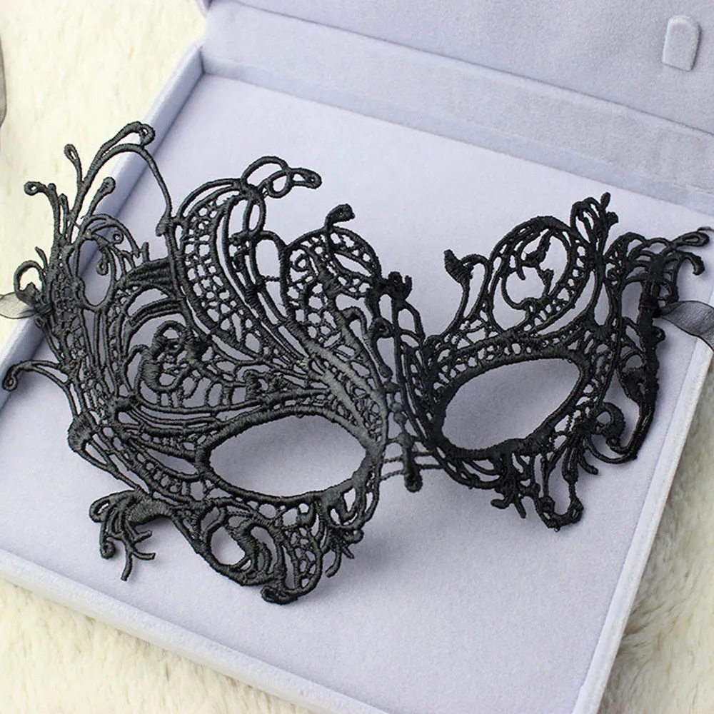 Máscara de Encaje Sexy para Disfraces, Baile de Máscaras Veneciano, Halloween, Accesorios de Disfraces, Máscara Facial de Encaje Negro para Mujer