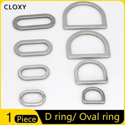 1PC Stainless Steel D Ring Dee Buckle Oval Ring Adjuster Clasp Buckle Leathercraft Bag Parts Handbag Pet Collar Accessories