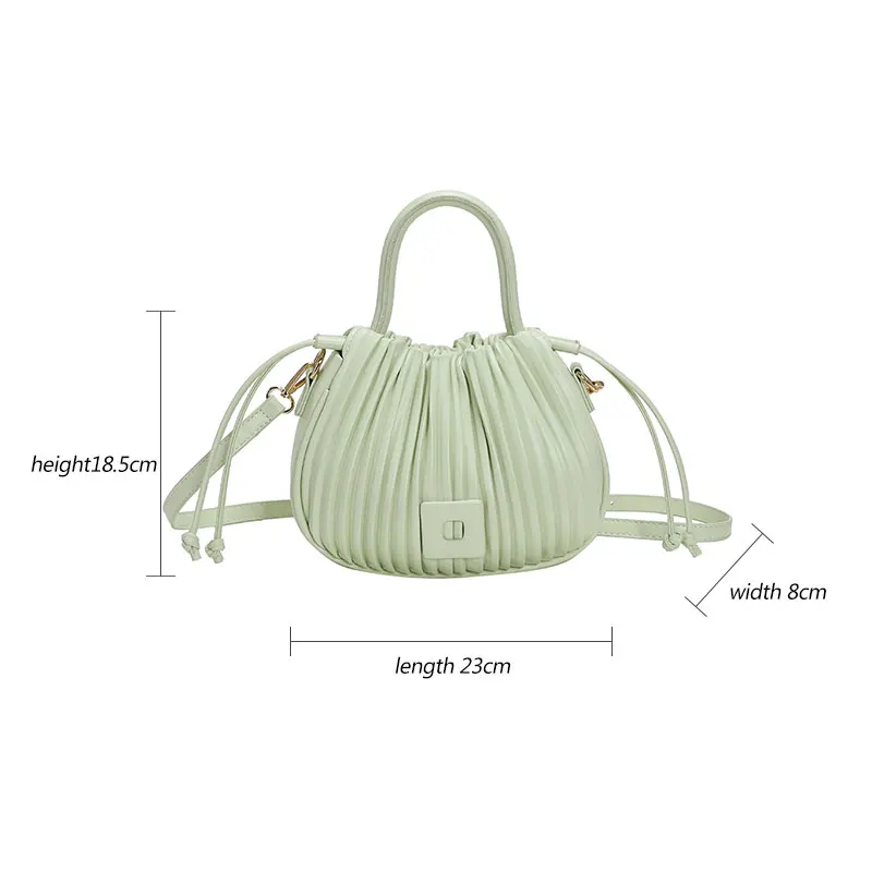 Summer Solid Color Fold Handbags for Women Fashion Designer Luxury Shoulder Bucket Bag Ladies PU Leather Crossbody Bags