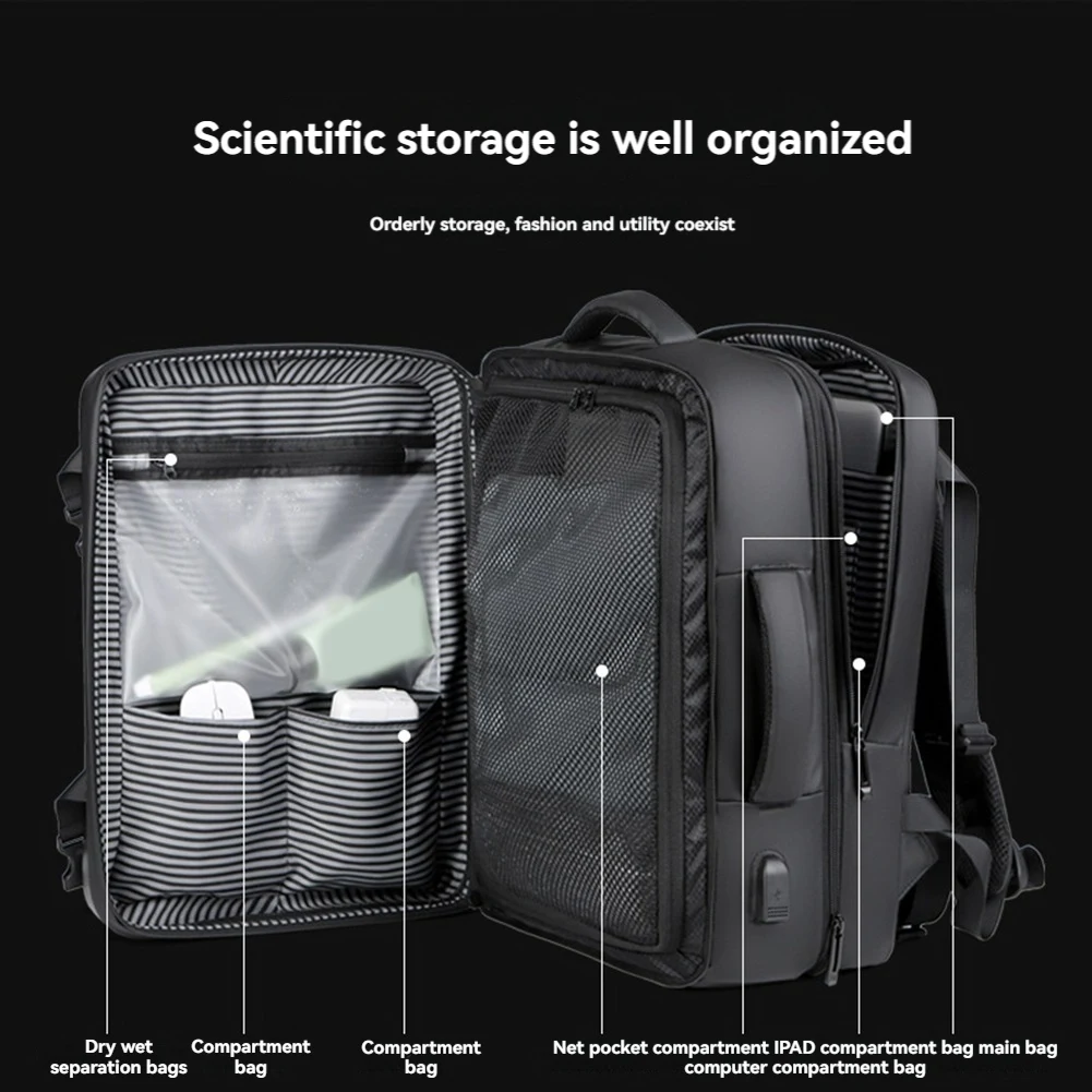 OK Hard Shell Laptop Backpack Expandable Waterproof Anti Theft Computer Backpack Gaming Business Backpack for Men Women,B