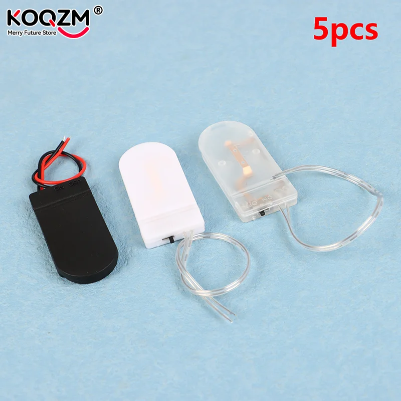 5Pcs Dual Slots CR2032 CR 2032 Button Coin Cell Battery Holder Case Cover With ON-OFF Switch Leads Wire 6V Battery Box DIY