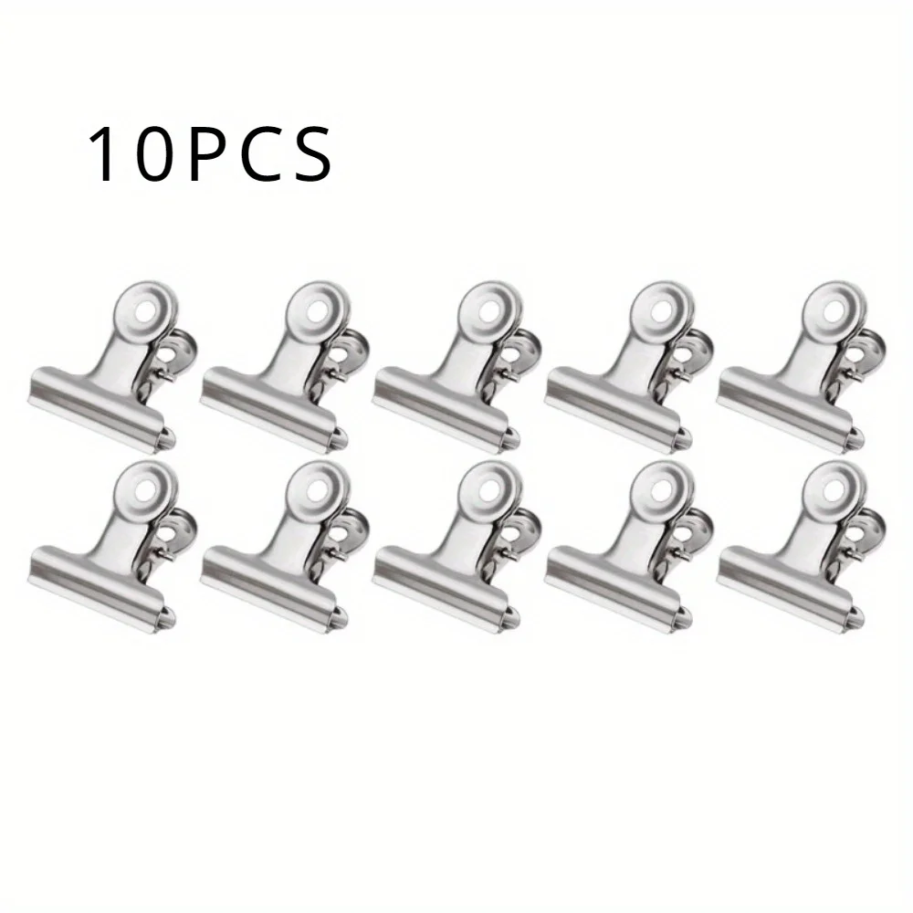 10Pcs Stainless Steel Clips Food Closure Clips  Paper Bag Clips Document  Bag Sealer  Sealing Machine  Kitchen Gadgets
