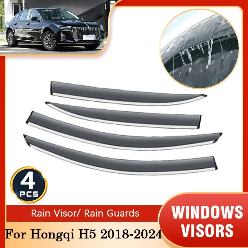 

For Hongqi H5 2018 2019 2020 2021 2022 2023 2024 Sedan Rain Window Visor Smoke Vent Awning Deflector Guard Cover Car Protector