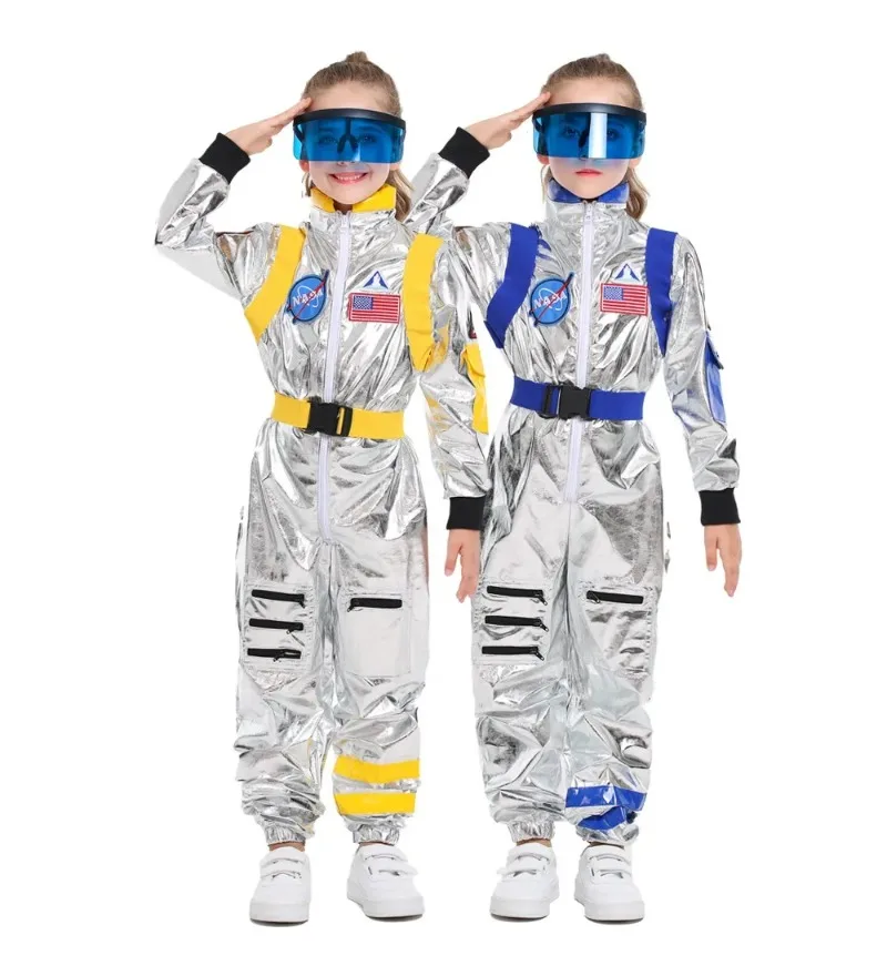 

Серебряный комбинезон космонавта на Хэллоуин, детский костюм, космический костюм, косплей, сценические мужские и женские костюмы