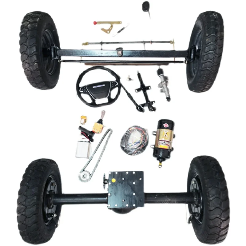

High Load 1.5ton 2000W Electric Vehicle Rear Assembly Four-wheeled Vehicle Front Rear Axle Steering Differential Axle