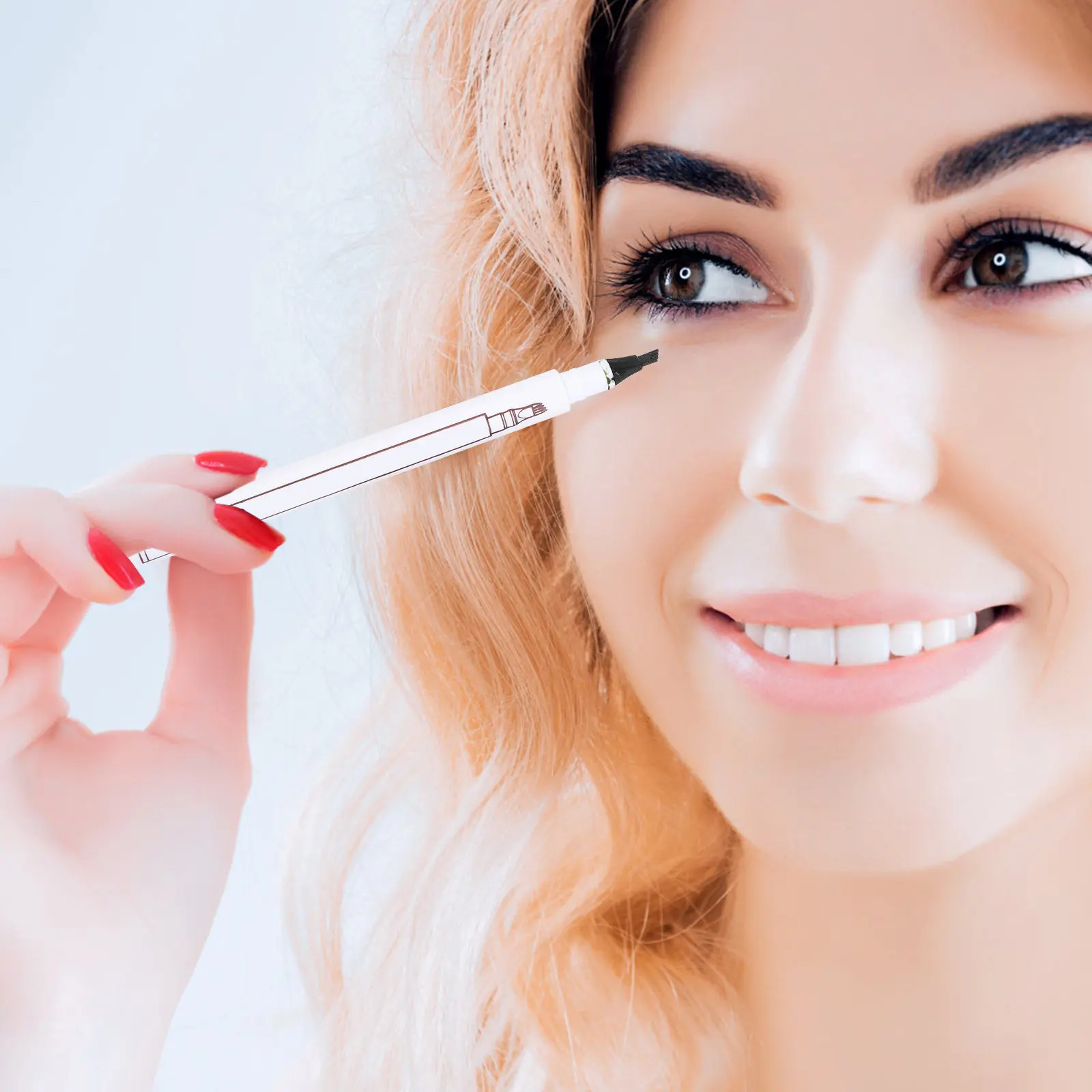 2Pcs Micro-Fork Tip Eyebrow Pencil Four-Pronged Waterproof Sweat Proof Quick Drying Eyebrow Pen for Natural Defined Brows All