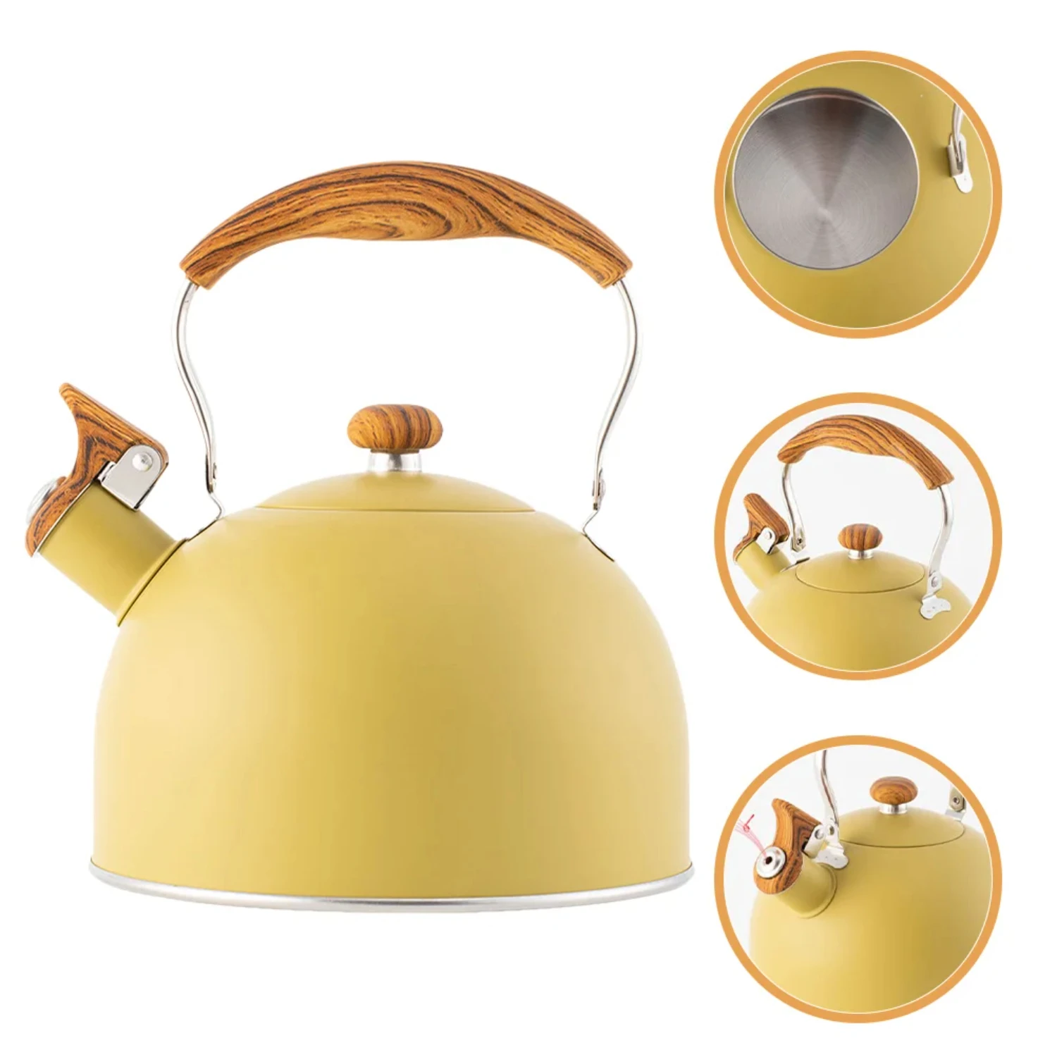 Stylish Stainless Steel Whistling Tea Kettle for Hot Water on Portable Stove - Modern Coffee Pot with Whistle for Kitchen Use