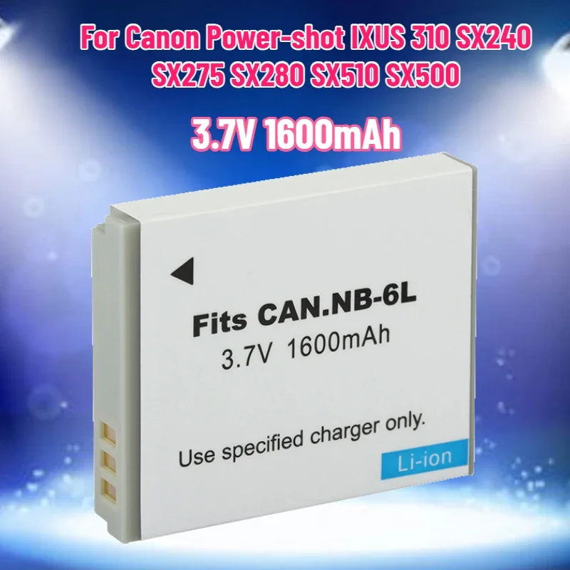 SWZY 3.7V 1600mAh Camera Battery NB-6L For Canon Power-shot IXUS 310 SX240 SX275 SX280 SX510 SX500 HS 95 D10 D20 D30 Batteries