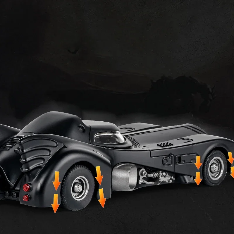 Batmobile Bat 1:24, modelo de aleación, coche de juguete fundido a presión, fundición de Metal, sonido y luz, coche de juguete extraíble, vehículo