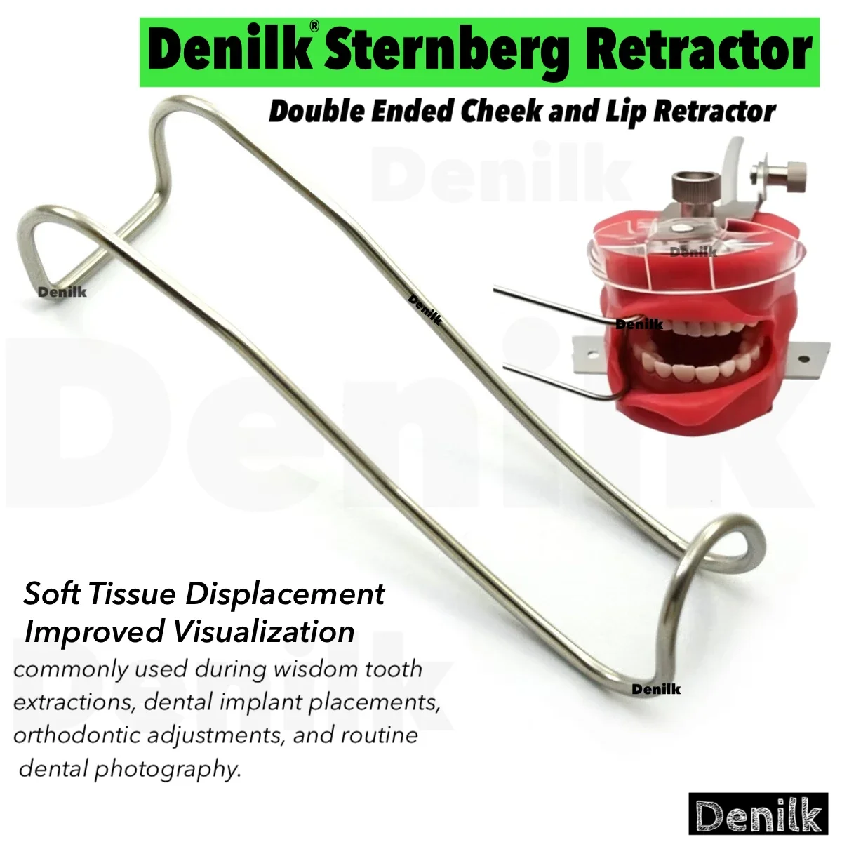 DENILK 1pc Stainless Steel T-Shape Cheek Lip Retractor Mouth Opener Intraoral Opener Spreader Dental Tools