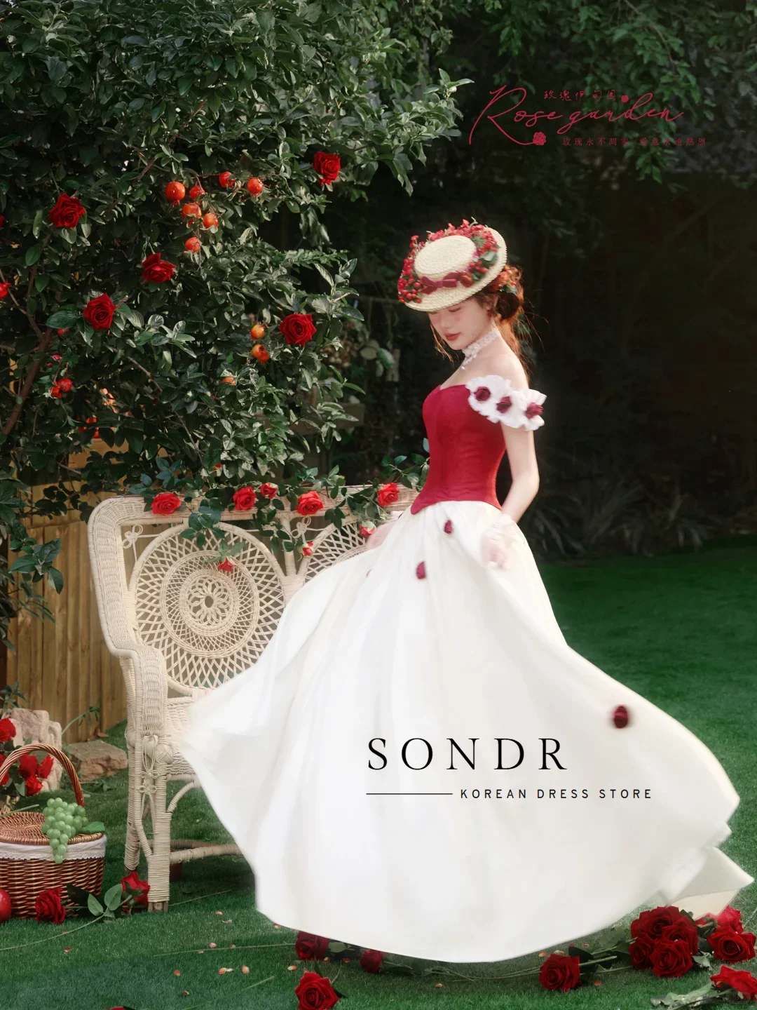 Sondr Customized Chic Women Evening Dresses Off the Shoulder Flowers Red and White Japanese Luxury Women Wedding Party Dresses