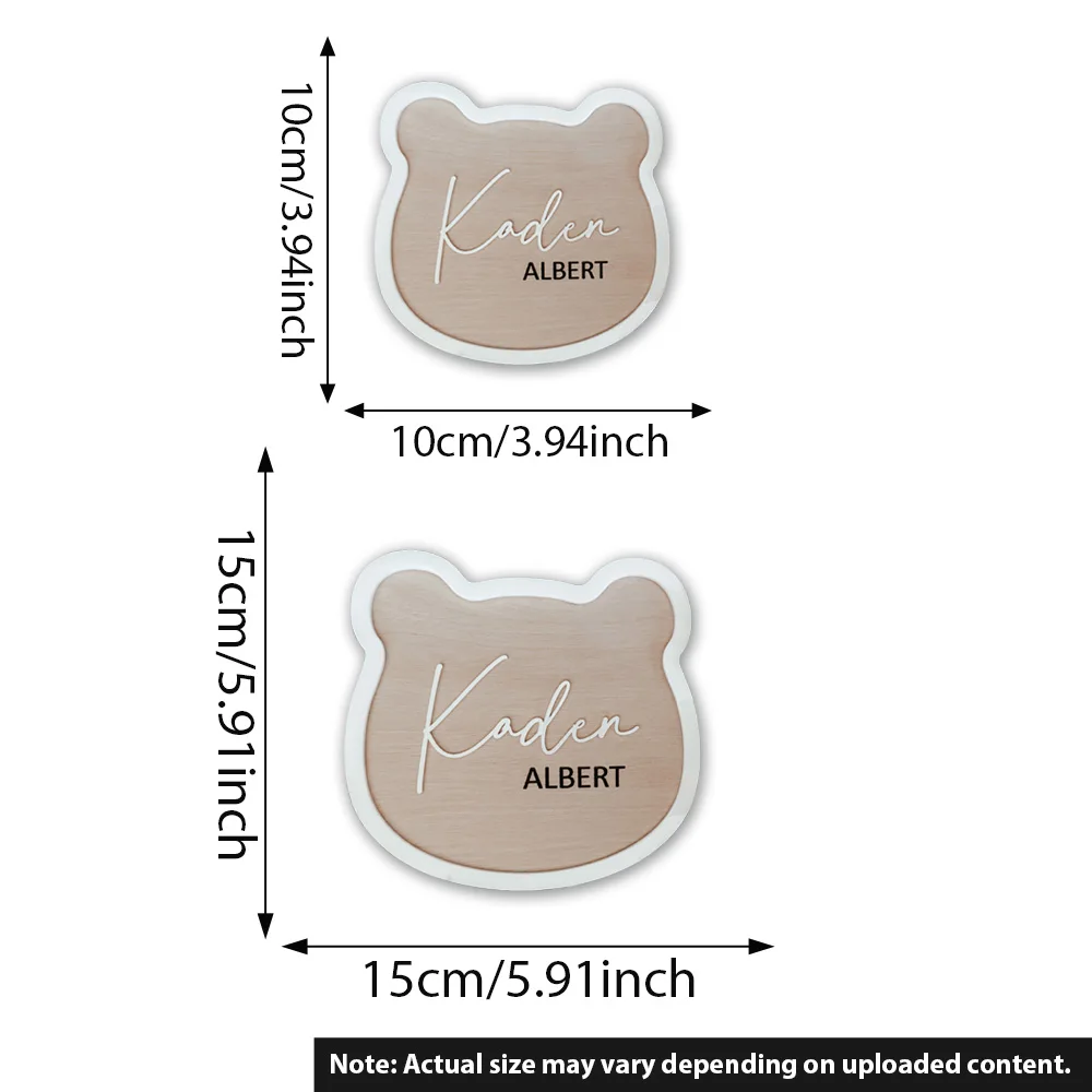 Baby name announcement sign baby bear shaped PennyNCoCollections image 6
