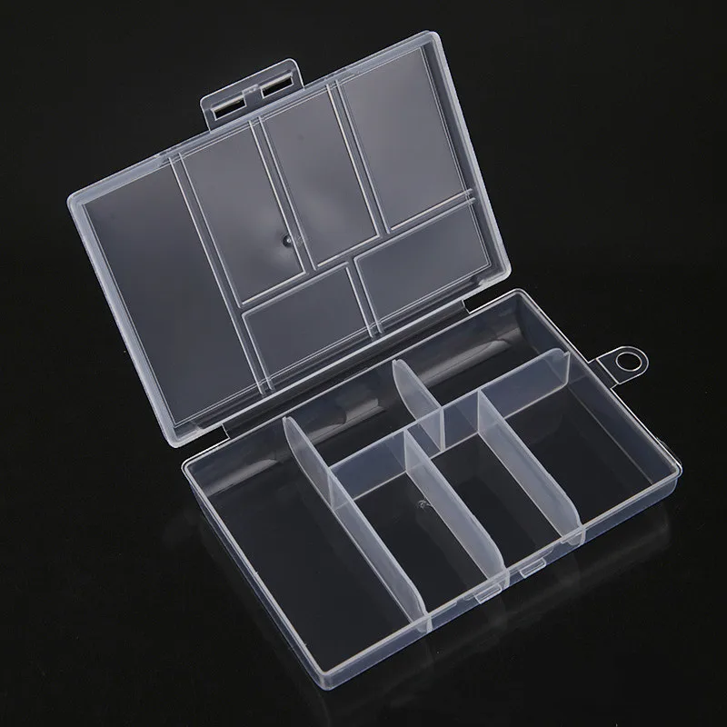 6-grids Plastic Desktop Organizer Transparent Jewelry Earrings Screw Nails Part Storage Box With Cover Practical Clear Container