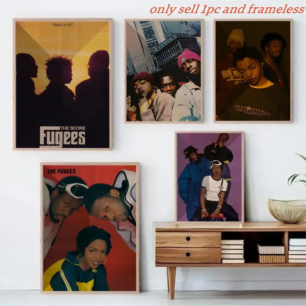Rock Band The F-FUGEES 1997 Painting Calligraphy Canvas Mural For Interior Walls Crease-Free Beautiful For Living Room Bedroom