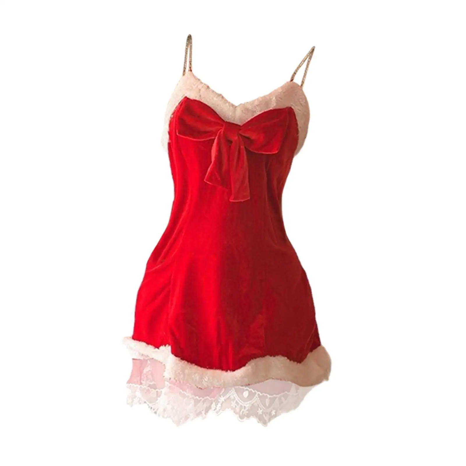 Camisola Lingerie Natal das mulheres, Strappy Santa Nightdress