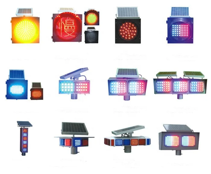 Two Red and Two Blue Solar Double Sides Flash Warning Light