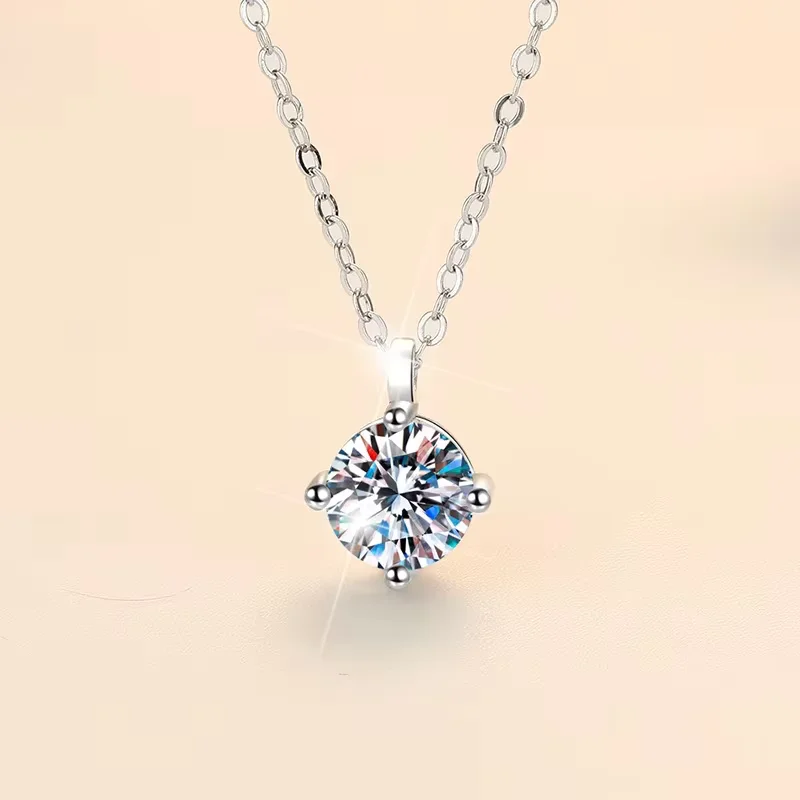 Moissanite Sterling Silver Necklace for Women