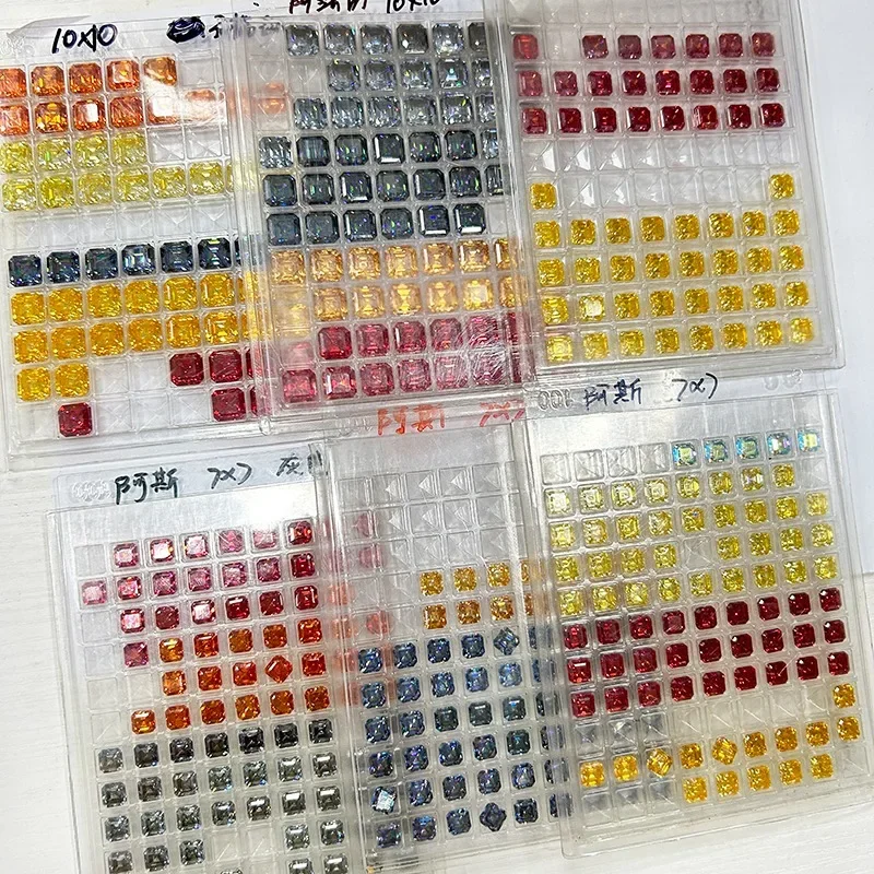 Moissanit-Stein im Asscher-Schliff, zitronengelbe Farbe, VVS1, DIY-Ring-Halskette, Hauptmaterialien haben den Diamanttester bestanden, mit Zertifikat. – Detail 21