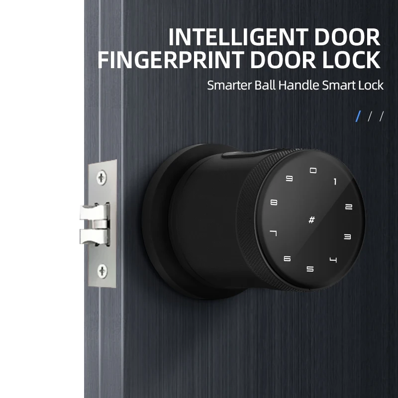 Smart Locks Biometric Password and Fingerprint Electronic Replacement Ball Lock Aluminum or Wooden Door Lock