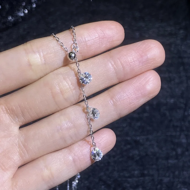Smyoue 5 مللي متر جميع مويسانيتي قلادة قلادة للنساء تألق مختبر كلاسيكي خلق سلاسل الماس 925 فضة مجوهرات #3