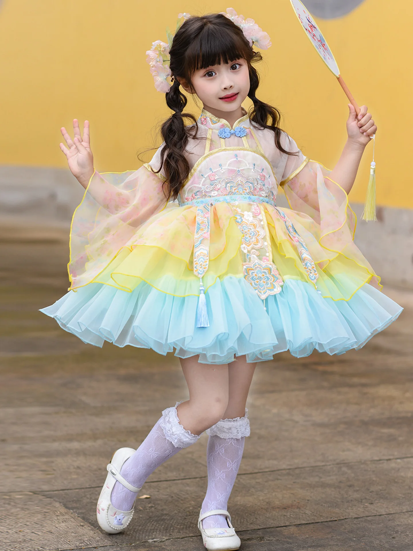 

Princess Style Children's Hanfu Lolita Dress Fairy Tale Cake Wind Performance Costume New Chinese Style Girls' Outfit