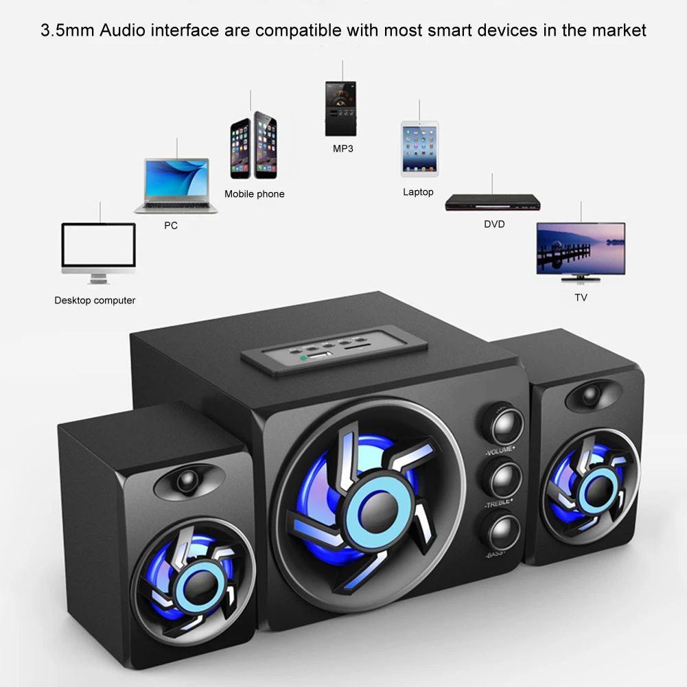 Household Subwoofer Mobile Phone Mini Speaker SADA D‑209 Desktop Computer PC Mobile Phone Mini Speaker 2.1 Household Subwoofer