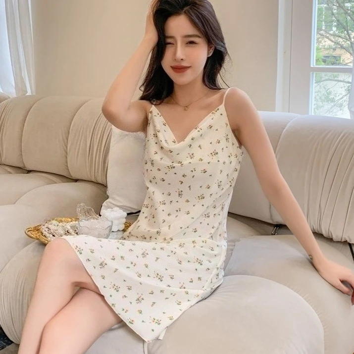 

Сексуальная женская атласная ночная сорочка-мини, домашняя одежда, летняя ночнушка на бретельках с открытой спиной, пеньюар, домашняя одежда