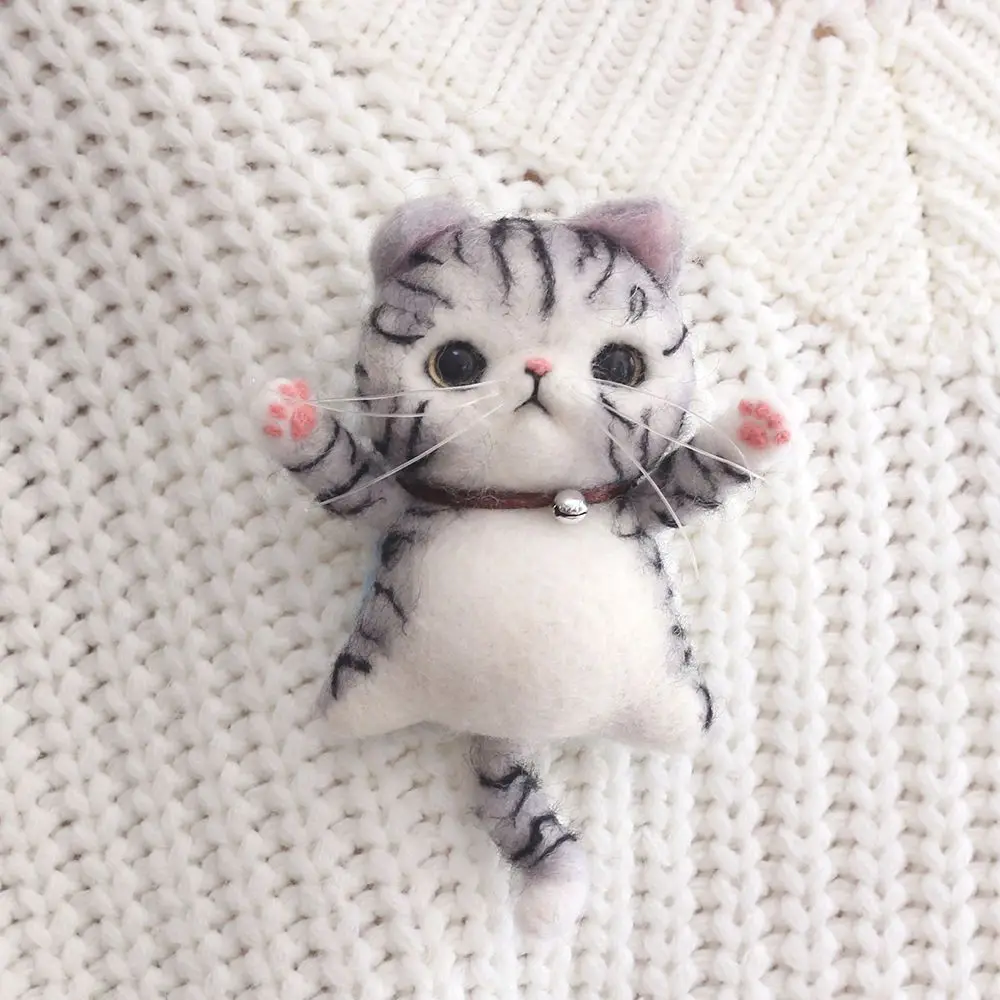 Non-Finished Felt Kit Poke Wool Felt Handmade DIY Doll Cartoon Cute Brooch Cats Material Kit Plush Toys For Children Best Gifts